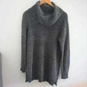 HILARY RADLEY | Grey Knitted Cowl Neck  Split hem Long Sweater Size Medi…